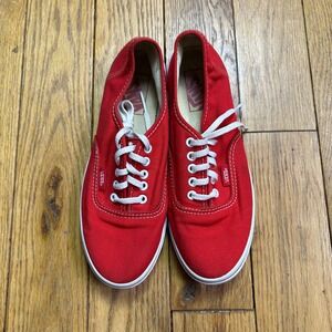 Vans Authentic Lo Pro Red Canvas Sneakers Low Top Lace Up Shoes‎ Womens 7